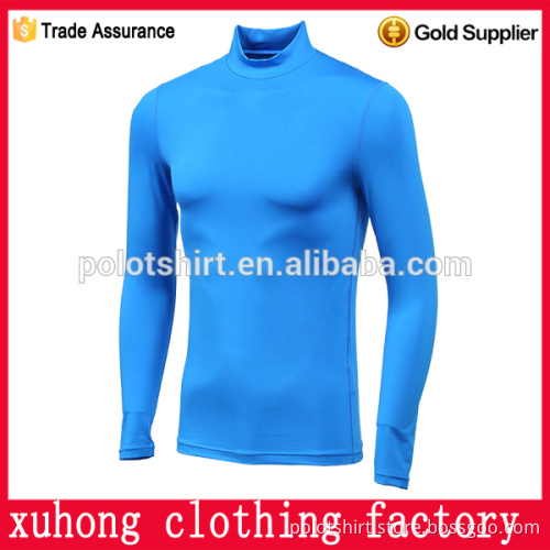 stand collar polyester with lycra compression wear t shirt
